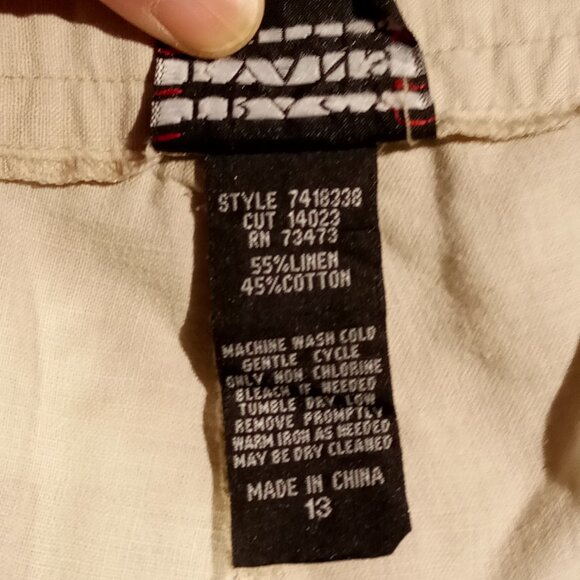 Tan Linen Blend Beach Pants  sz 13  Tracy Evans  Wide Leg  Pockets  Summer  GUC - Picture 4 of 10